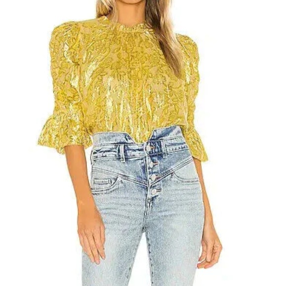 Saylor Vintage Metallic Gold Blouse - Picture 7 of 15